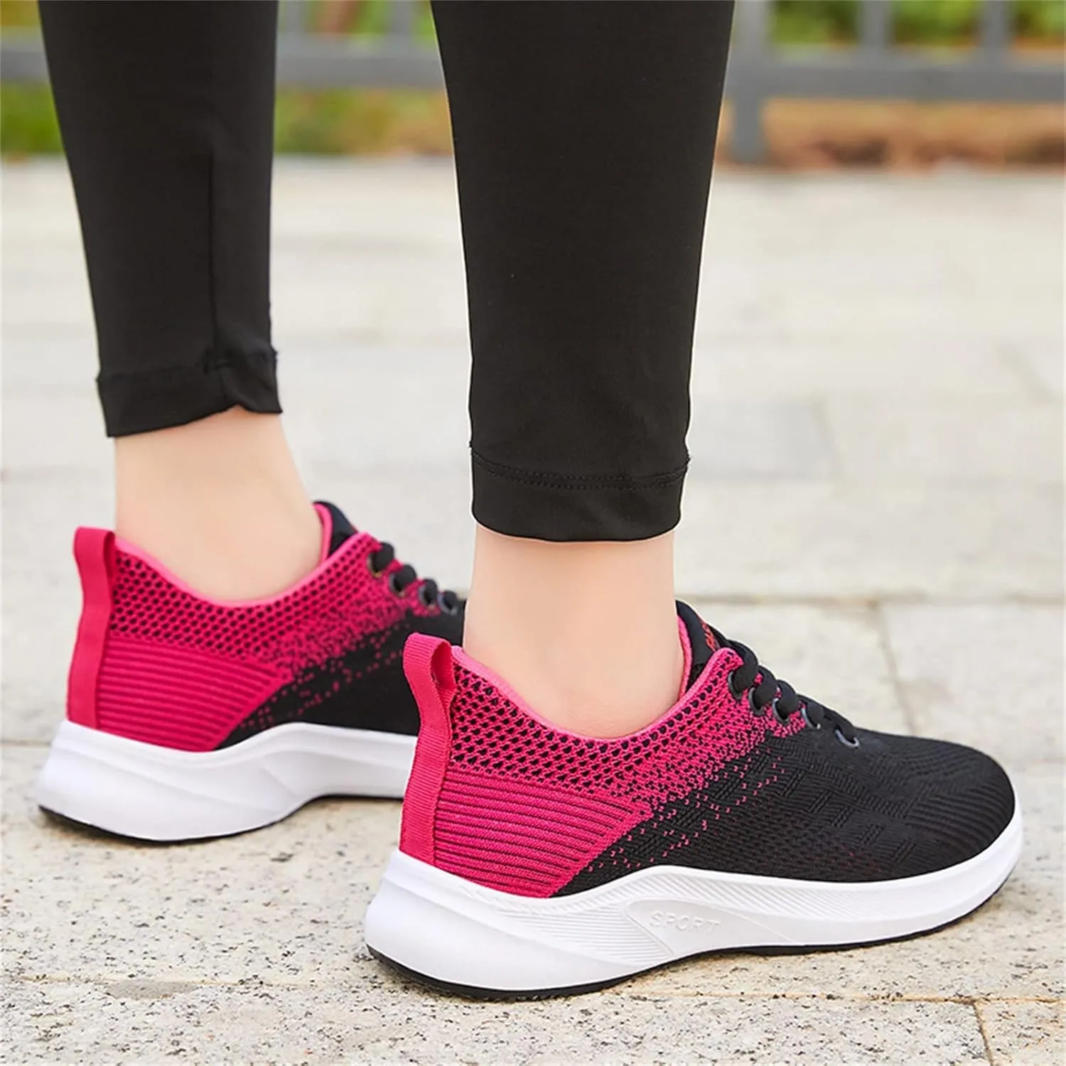Walking Shoes Women Comfort Lace Up Lightweight Slip-Resistant Sneakers Breathable Mesh Trainers Casual Athletic Shoes