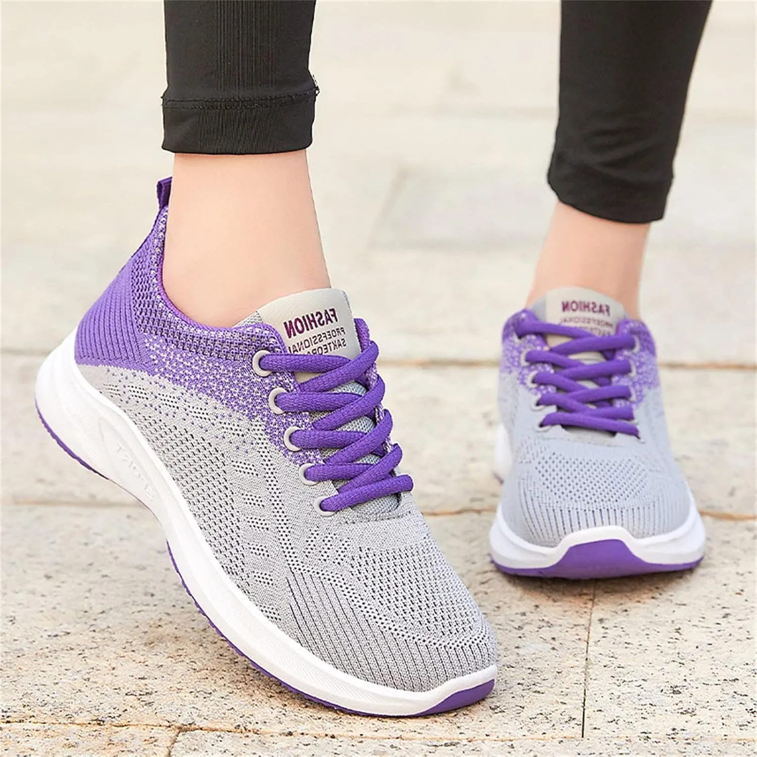 Walking Shoes Women Comfort Lace Up Lightweight Slip-Resistant Sneakers Breathable Mesh Trainers Casual Athletic Shoes