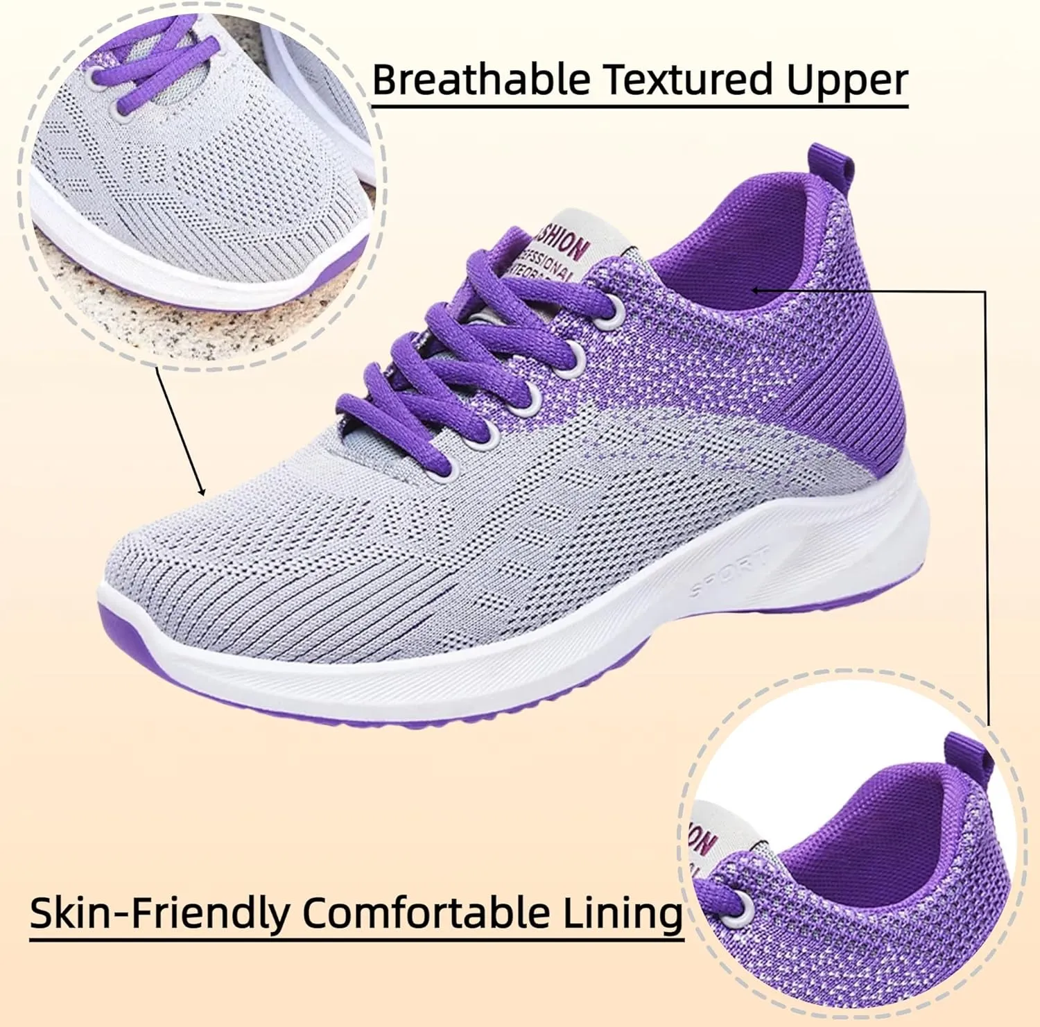 Walking Shoes Women Comfort Lace Up Lightweight Slip-Resistant Sneakers Breathable Mesh Trainers Casual Athletic Shoes