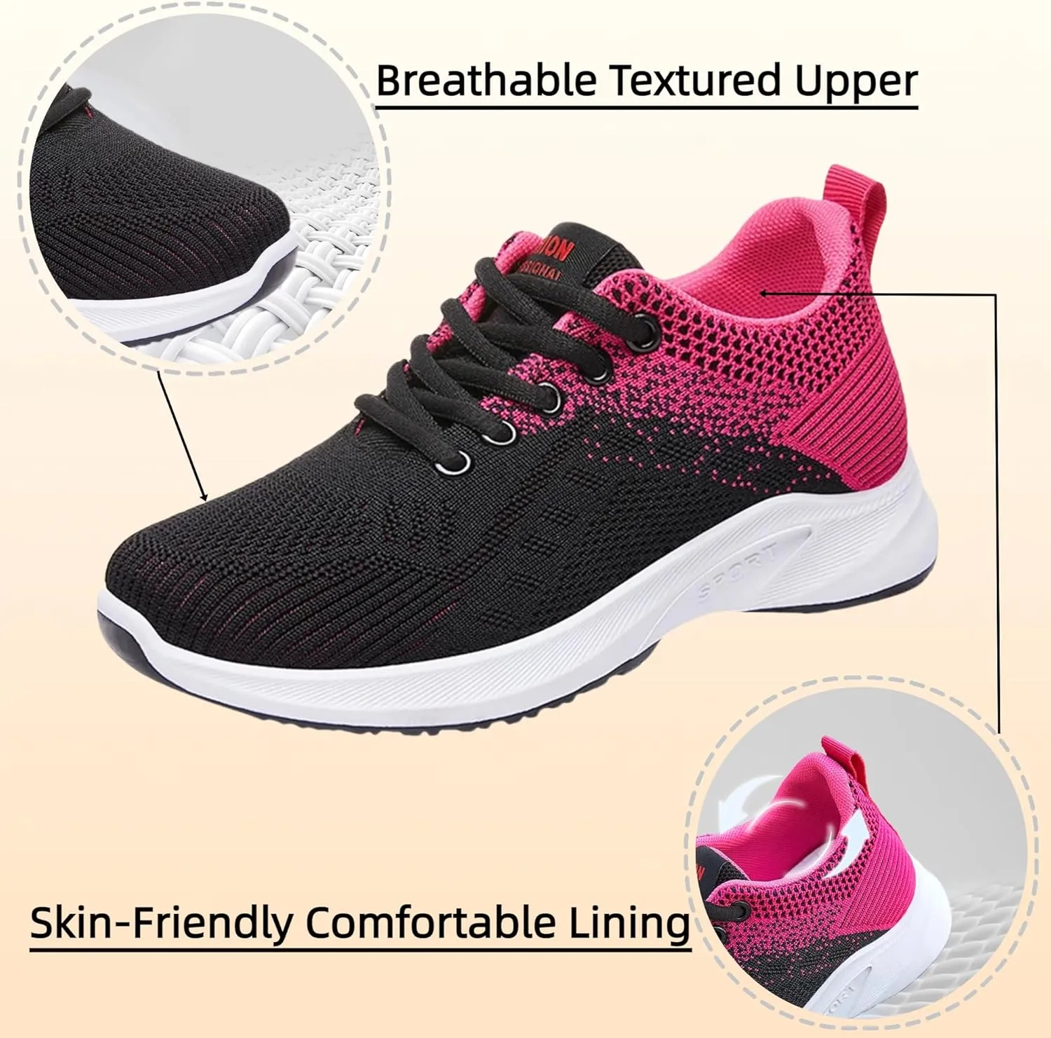 Walking Shoes Women Comfort Lace Up Lightweight Slip-Resistant Sneakers Breathable Mesh Trainers Casual Athletic Shoes
