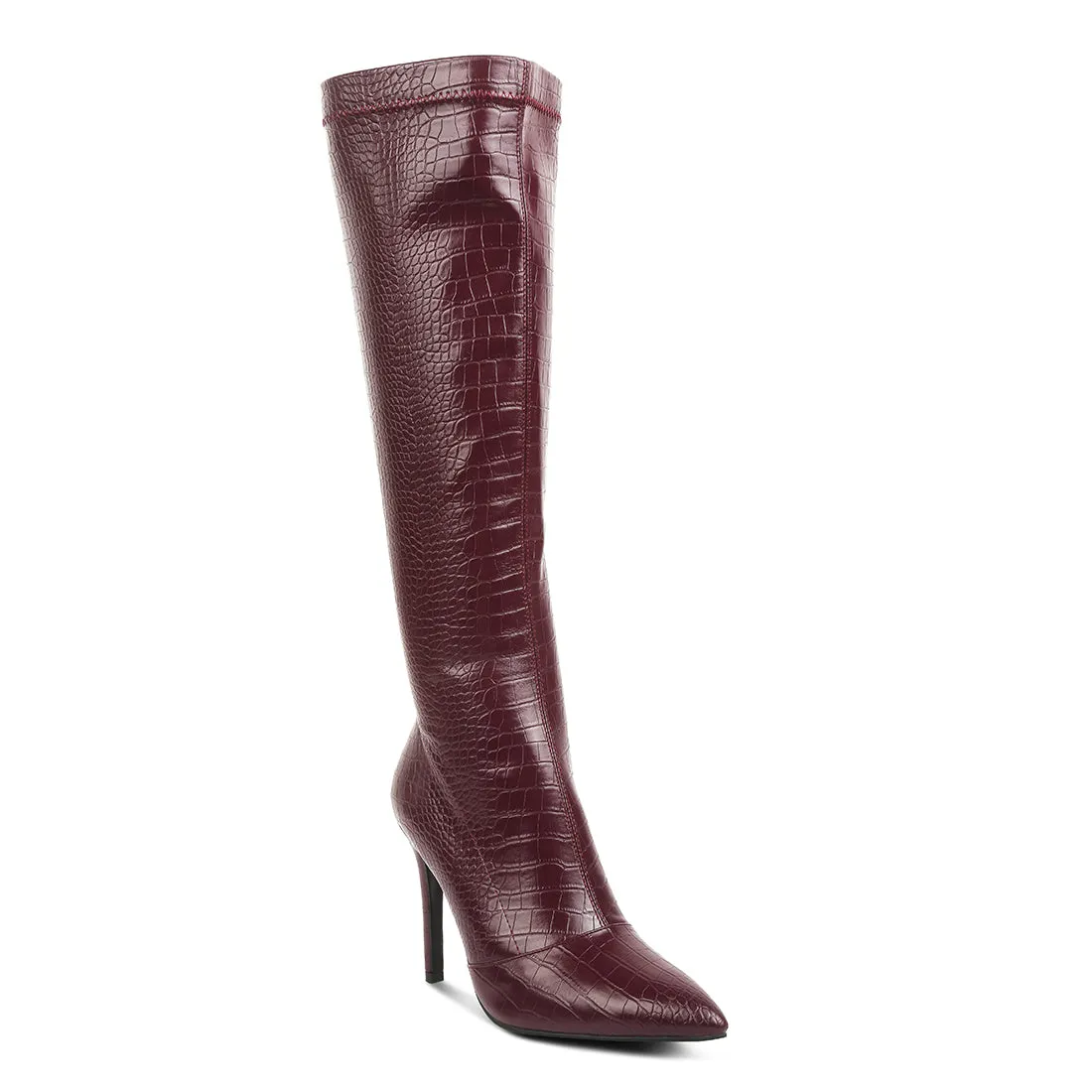 Wheedle Croc High Heeled Calf Boots