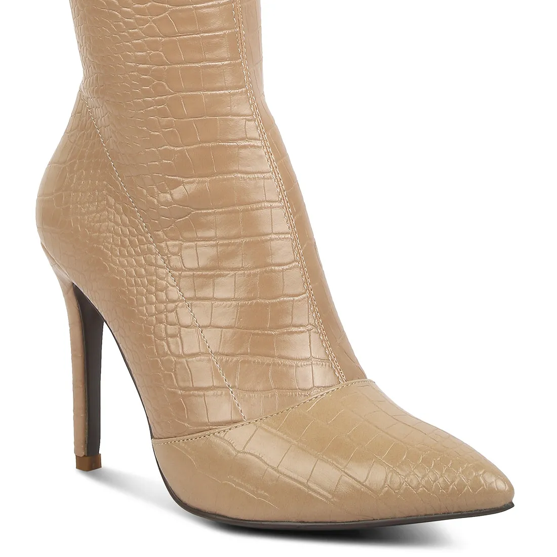 Wheedle Croc High Heeled Calf Boots