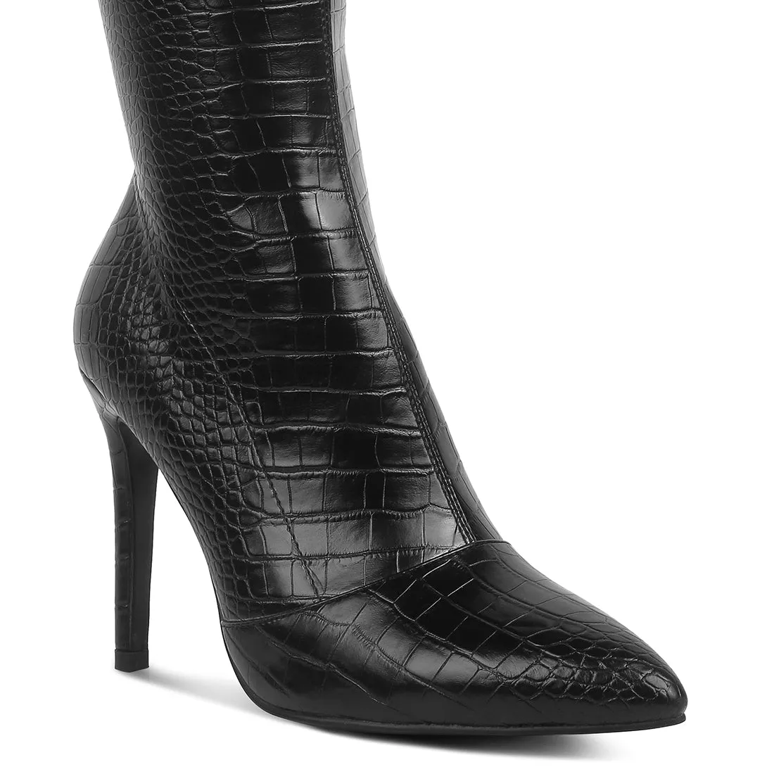 Wheedle Croc High Heeled Calf Boots