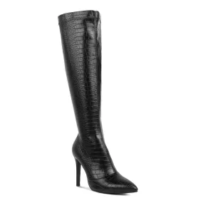 Wheedle Croc High Heeled Calf Boots