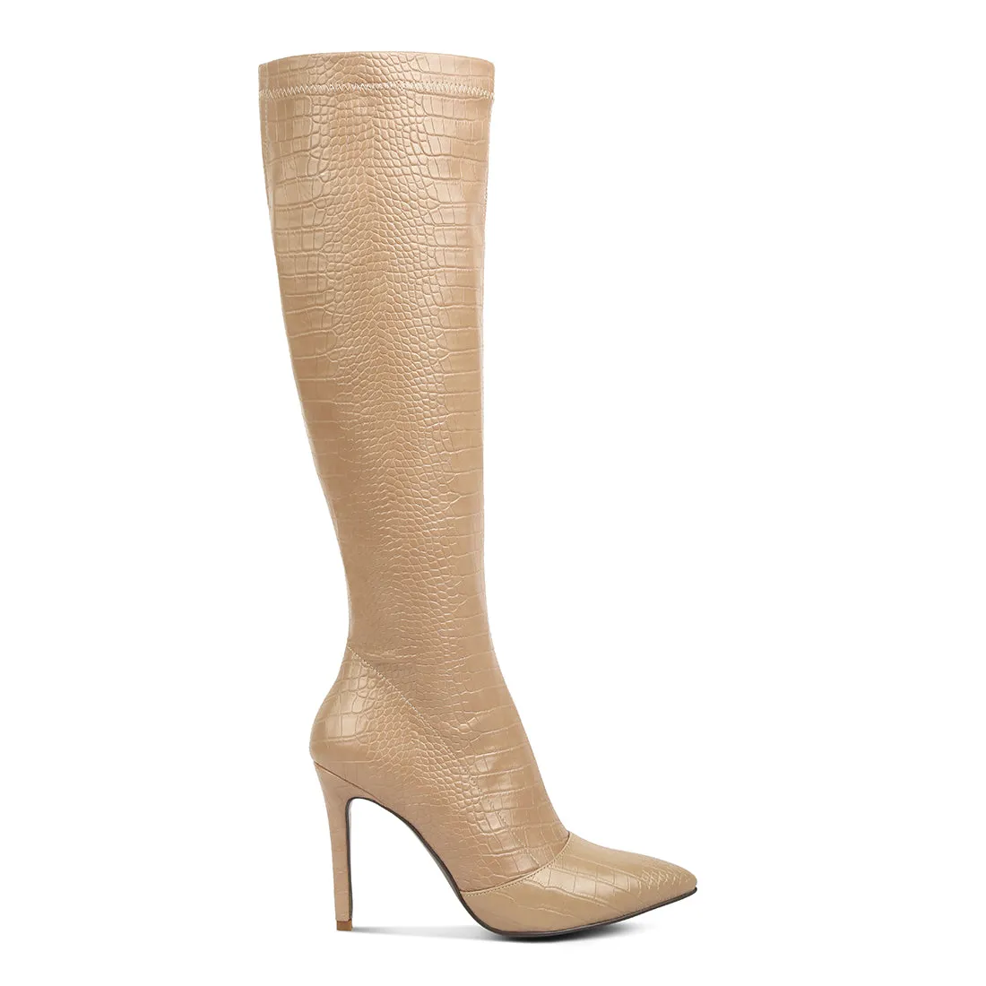 Wheedle Croc High Heeled Calf Boots