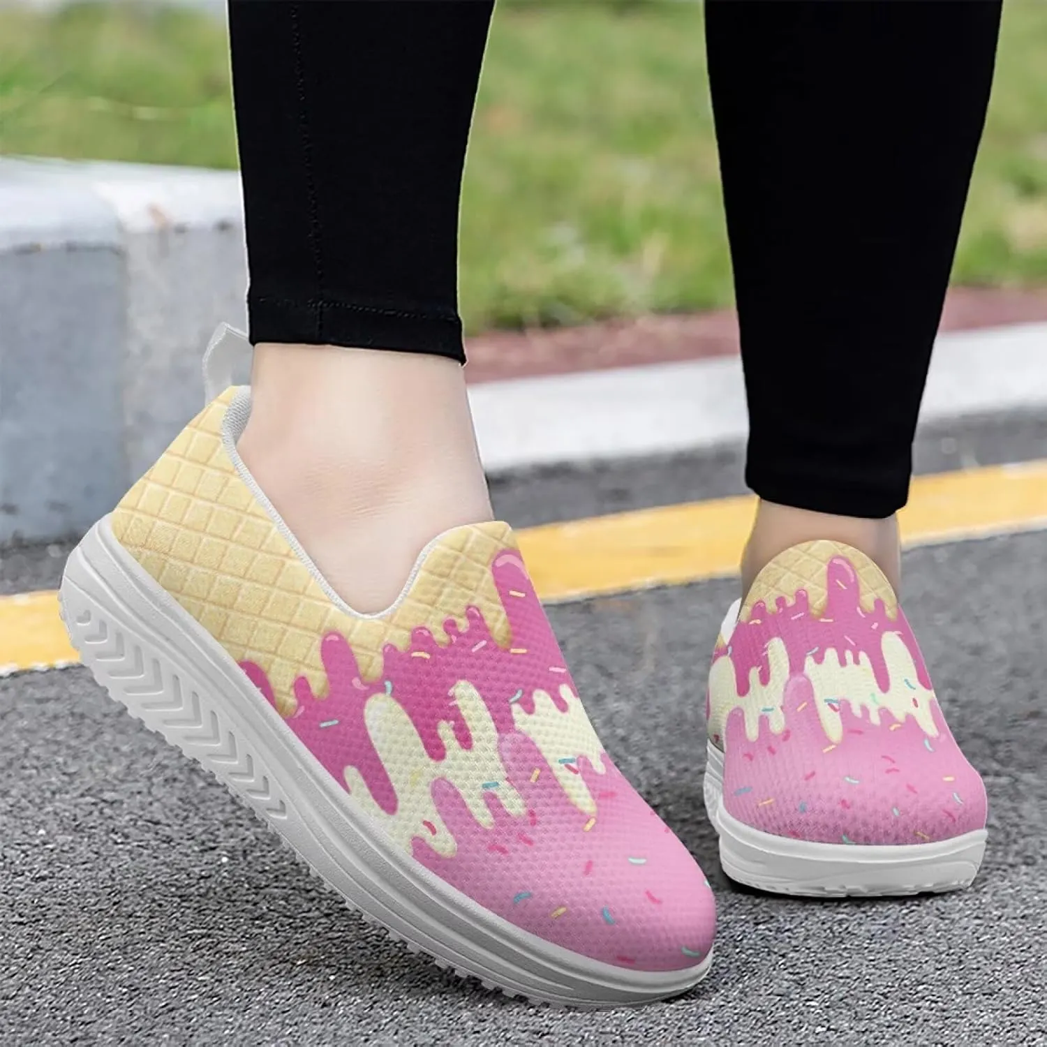 Women Slip-on Platform Loafers Casual Comfortable Loafer Shoes Slip Resistant Walking Sneaker