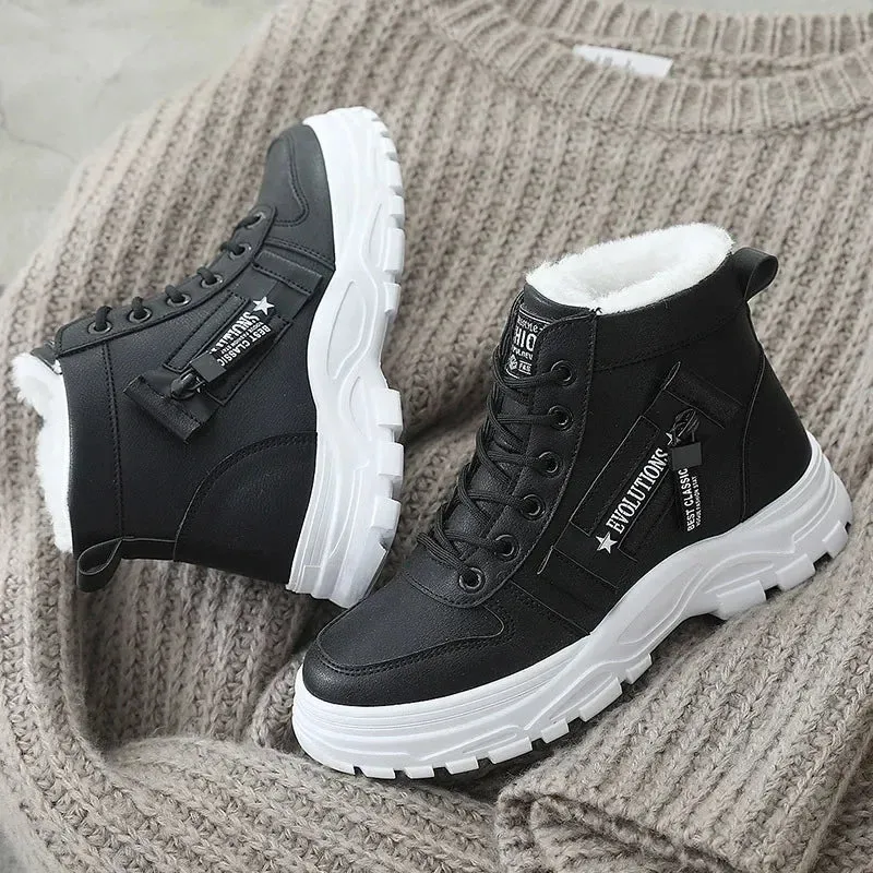 Women Winter Snow Boots  New Fashion Style High-top Shoes Casual Woman Waterproof Warm Woman Female High Quality White Black kodez