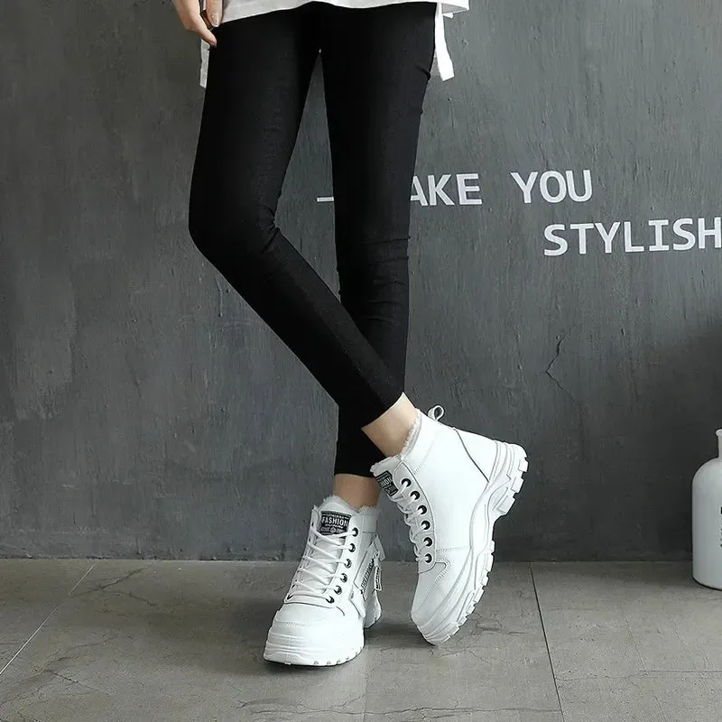Women Winter Snow Boots  New Fashion Style High-top Shoes Casual Woman Waterproof Warm Woman Female High Quality White Black kodez