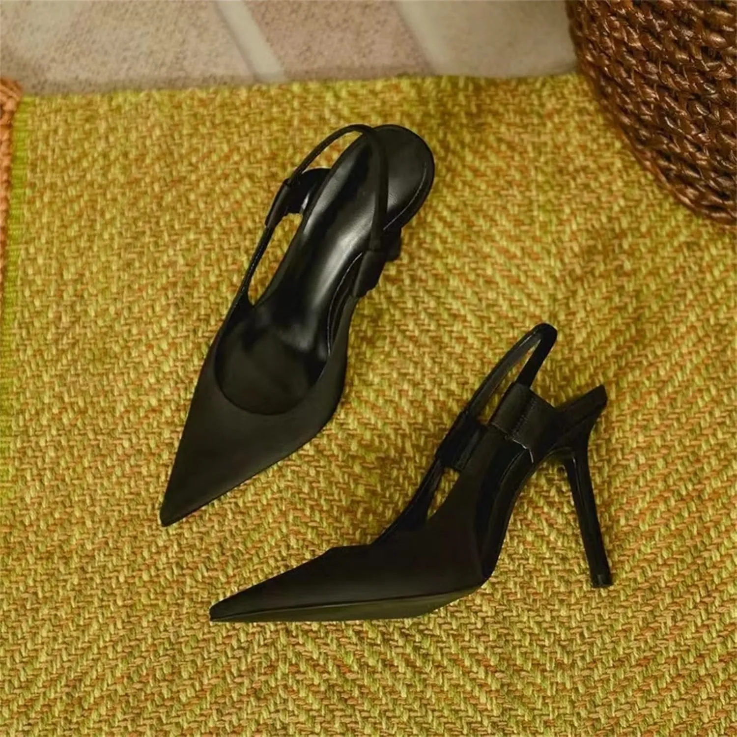 Women's Pointed Toe High Stiletto Heels Slingback Stretch Slip-on Pumps Dress Shoes for Women Wedding Party Shoes