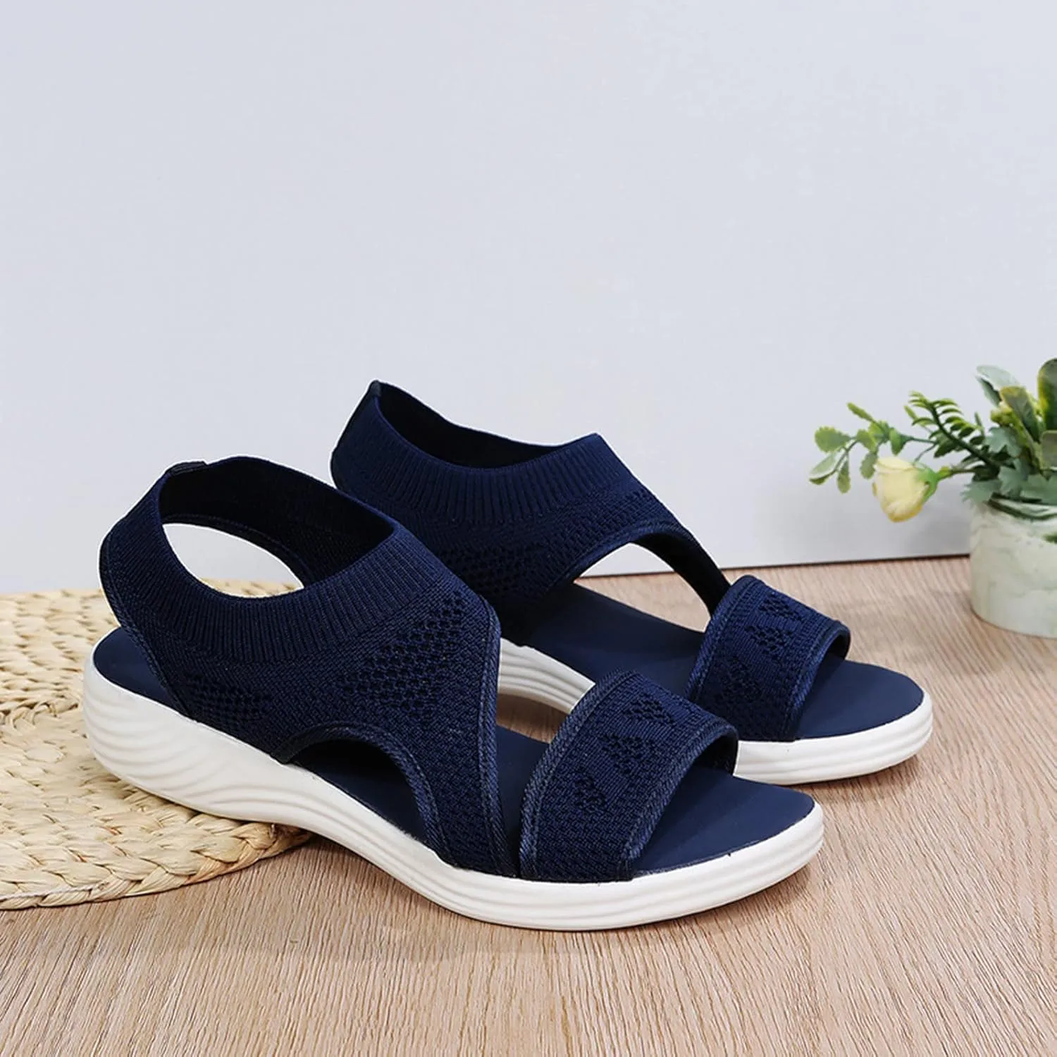 Women's Sandals Arch Support Wedge Sandals Orthopedic Walking Sandals Summer Open Toe Ankle Strap Shoes