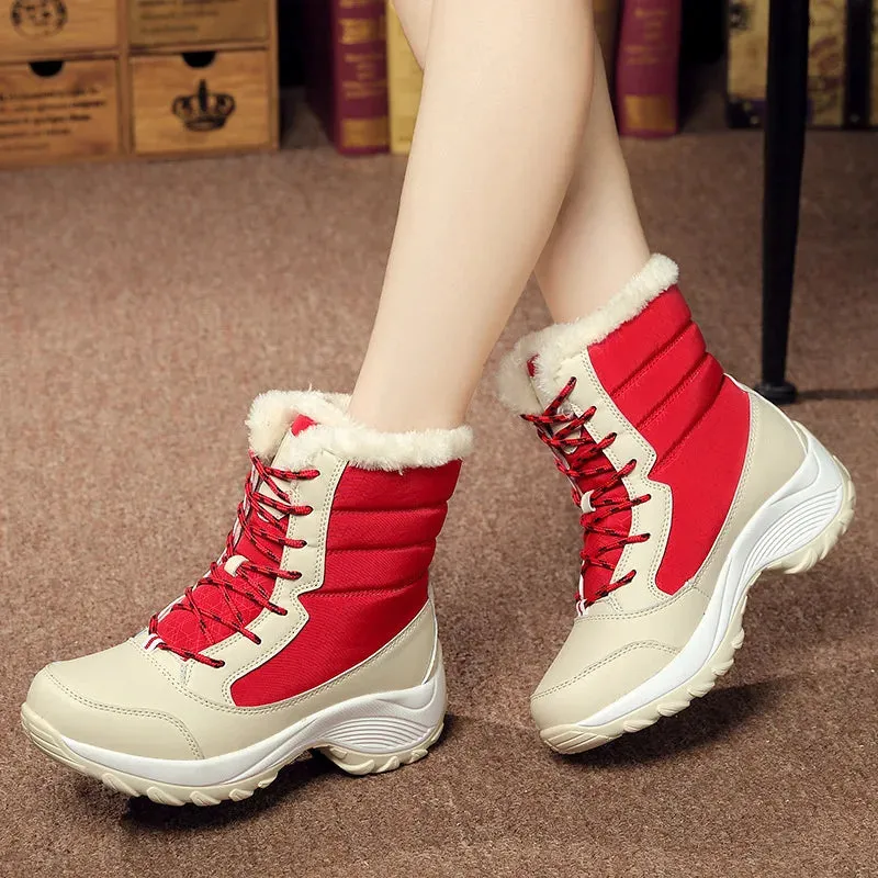 Women's Shoes Winter Fashion Ankle Boots Women Keep Warm Female Lace Up Waterproof Boots Ladies Comfortable Women's Ankle Shoes