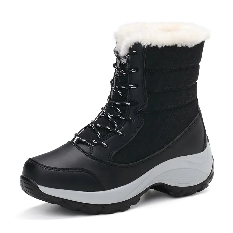 Women's Shoes Winter Fashion Ankle Boots Women Keep Warm Female Lace Up Waterproof Boots Ladies Comfortable Women's Ankle Shoes