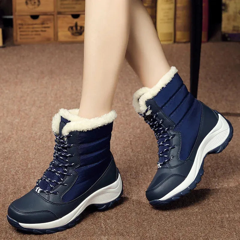 Women's Shoes Winter Fashion Ankle Boots Women Keep Warm Female Lace Up Waterproof Boots Ladies Comfortable Women's Ankle Shoes