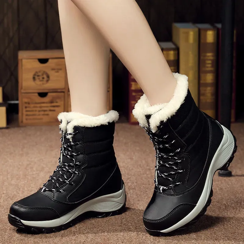 Women's Shoes Winter Fashion Ankle Boots Women Keep Warm Female Lace Up Waterproof Boots Ladies Comfortable Women's Ankle Shoes